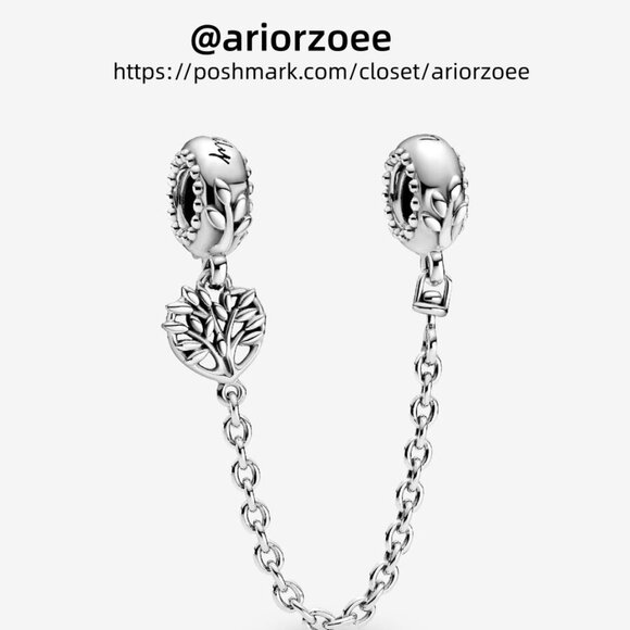 Pandora Heart Family Tree Safety Chain Charm - Picture 1 of 2